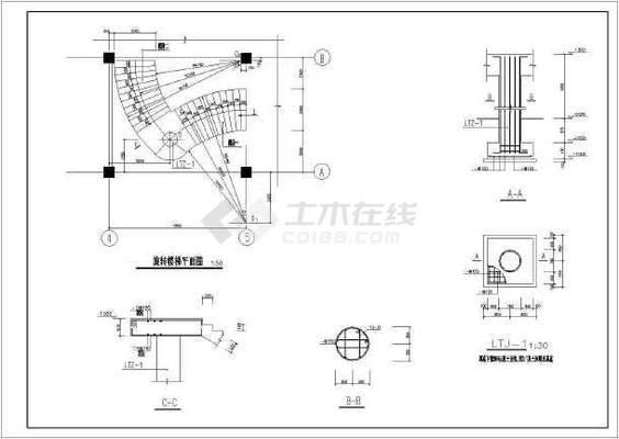 螺旋式楼梯平面图怎么画 建筑施工图设计 第2张 螺旋式楼梯平面图怎么画 建筑施工图设计 第2张